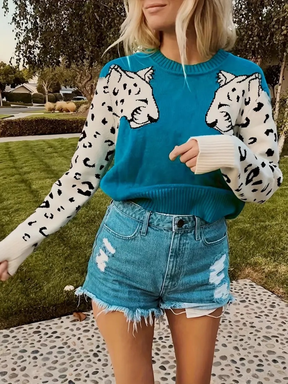 Vici Leopard Sleeve Sweater